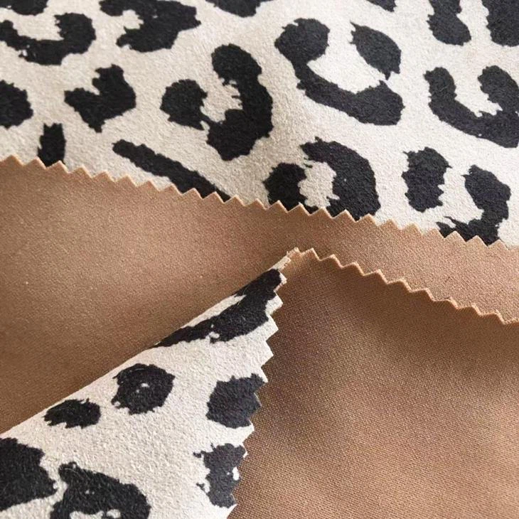 Customized Leopard Weft Knitting Scuba Suede Fabric